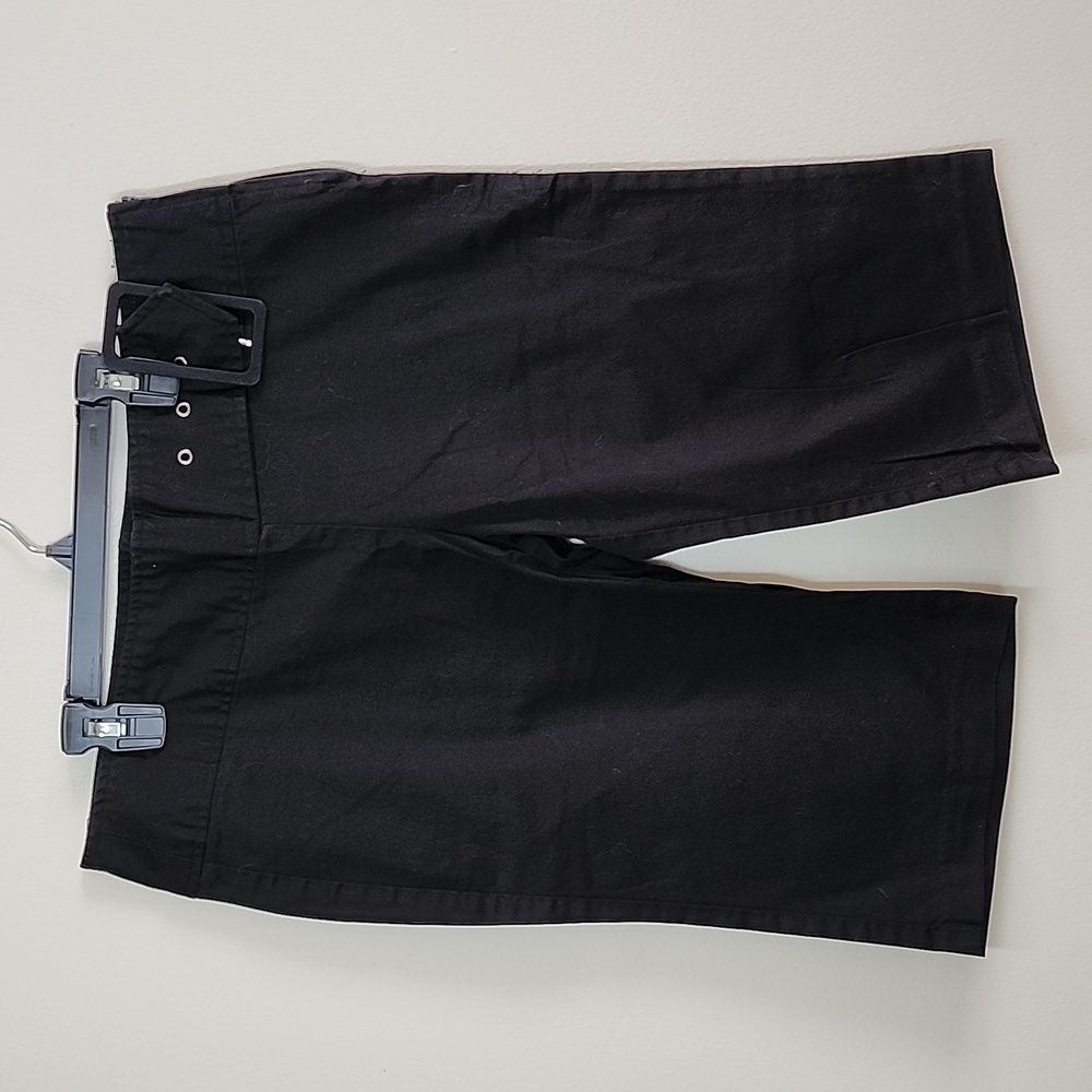 Charolette russe black trouser bermuda shorts attached wide gromet belt Y2K 11